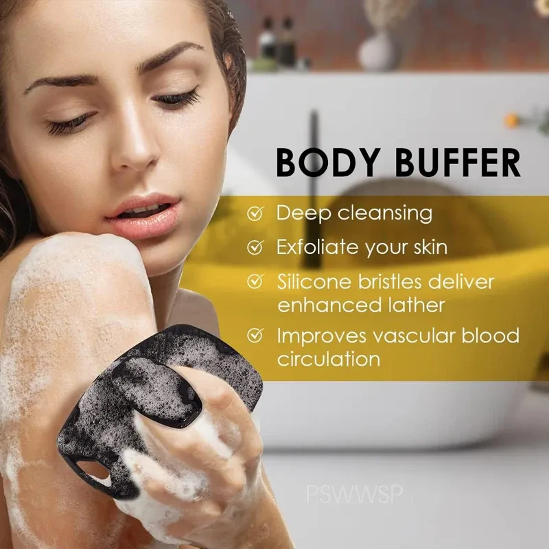 Brosse de douche exfoliante en silicone, finition soignée