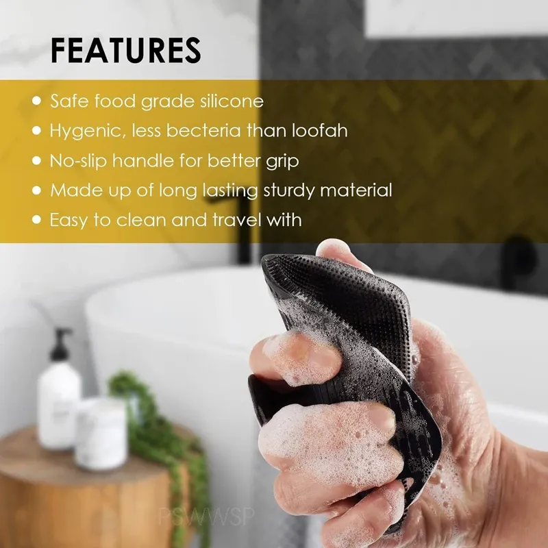 Brosse de douche exfoliante en silicone, pour toute la famille
