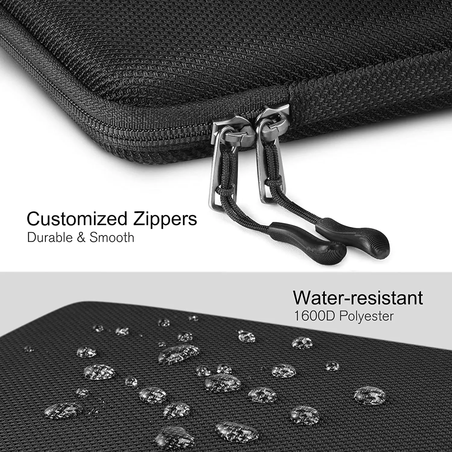 Housse de protection pour ordinateur portable 13, 14 et 15,6 pouces, étanche, antichoc, en EVA, noir, avec sangles 6