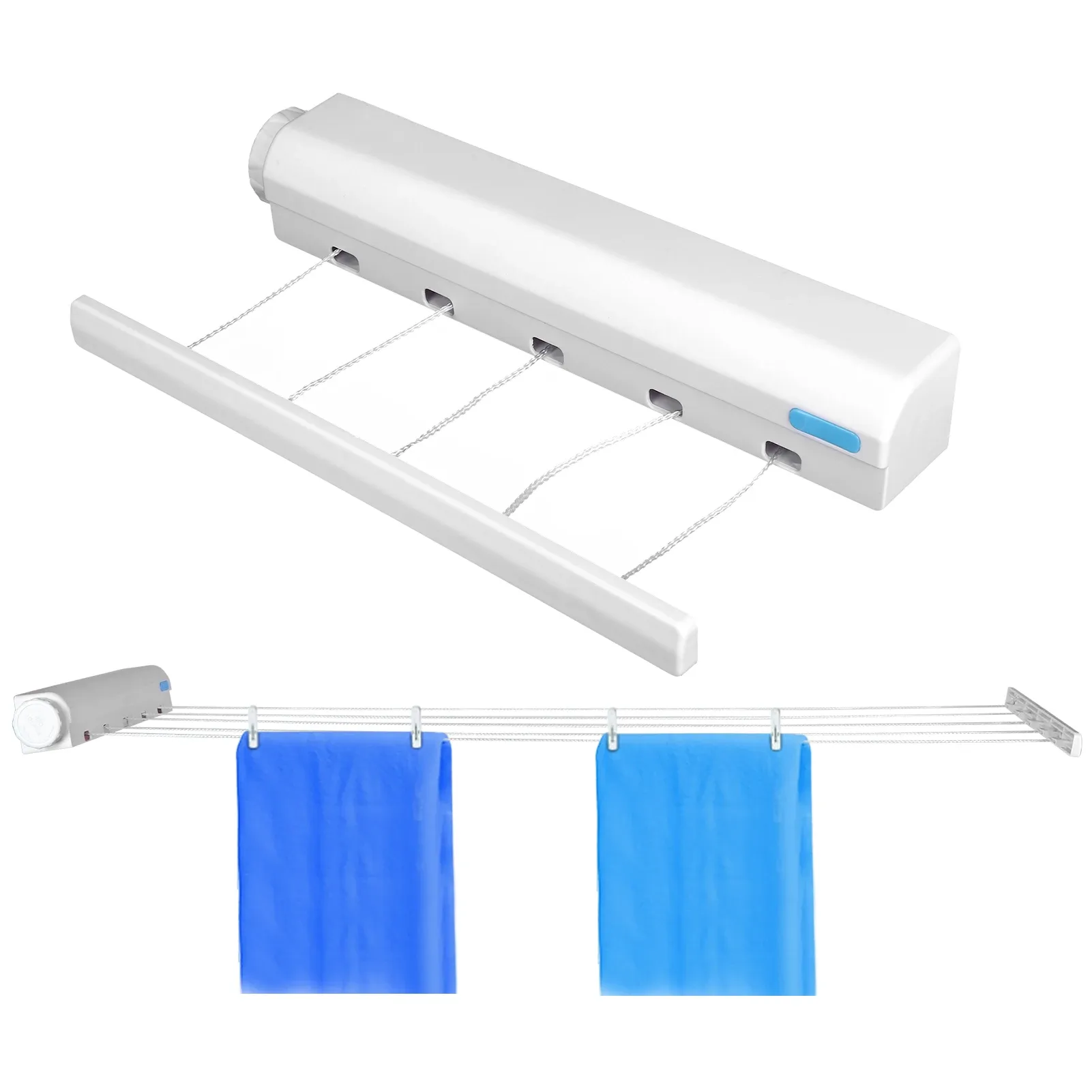 Corde à linge télescopique rétractable, corde de séchage flexible pour vêtements, usage intérieur et extérieur 5