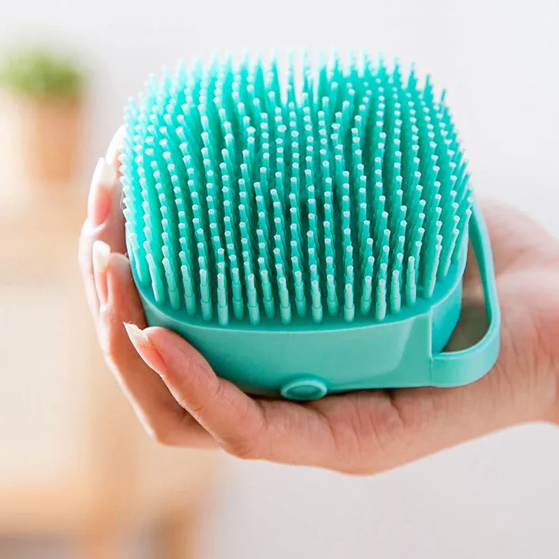 Brosse de bain en silicone souple pour chien et chat, avec peigne et masseur 4