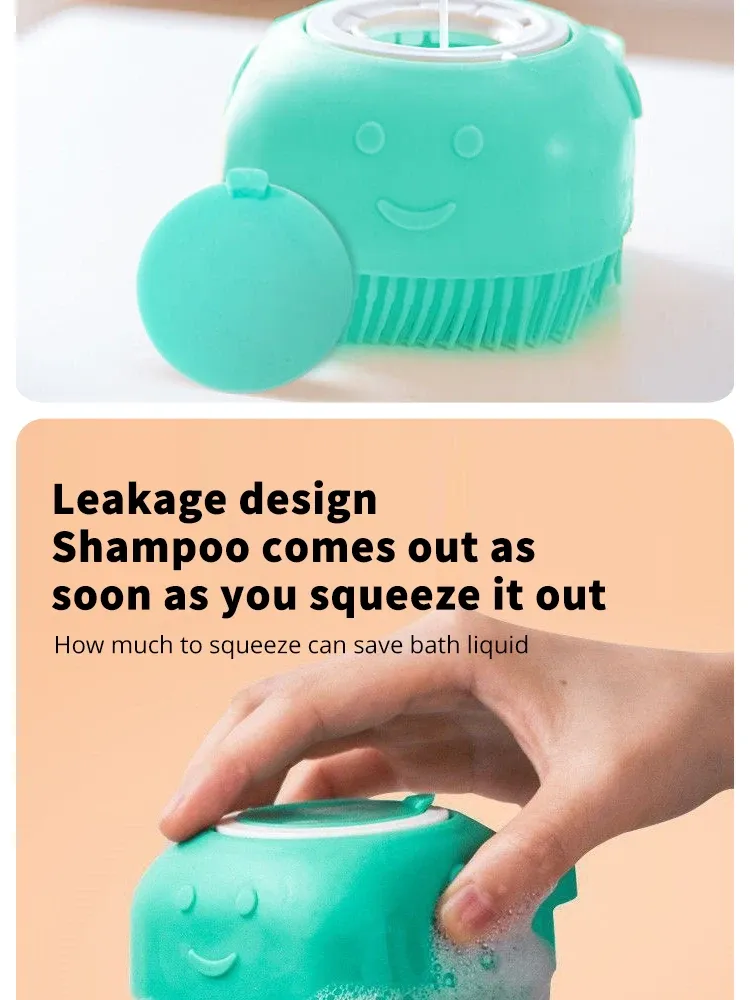 Brosse de bain en silicone pour animal de compagnie, vue détaillée