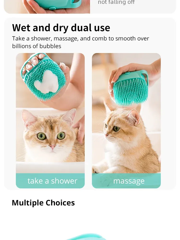Brosse de bain en silicone pour toilettage d'animaux