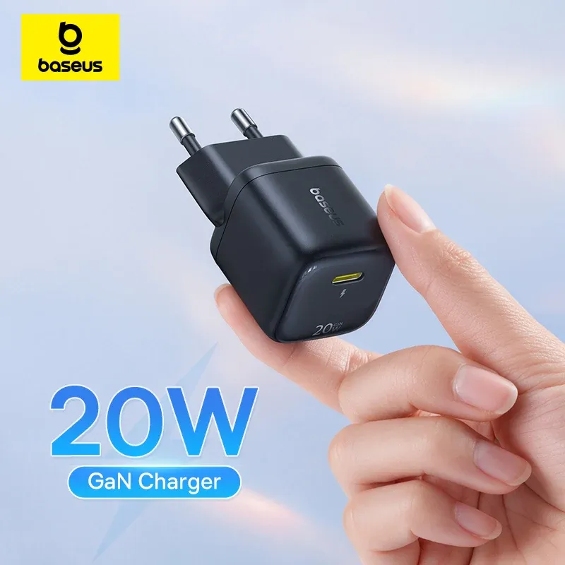Chargeur USB Type-C Baseus 20 W, compact et portable, prise en charge du Power Delivery (PD) et de la charge rapide, compatible iPhone 15, 14, 13, 12, 11, X, 8 et Plus, Pro, Pro Max