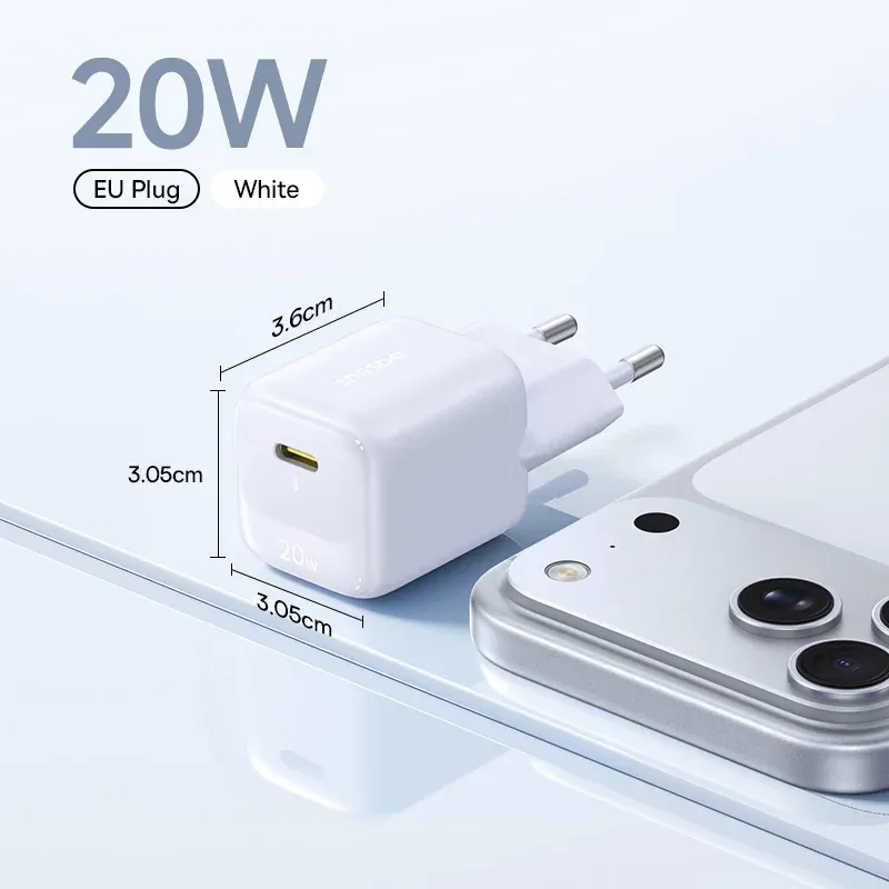 Chargeur USB Type-C Baseus 20 W, compact et portable, prise en charge du Power Delivery (PD) et de la charge rapide, compatible iPhone 15, 14, 13, 12, 11, X, 8 et Plus, Pro, Pro Max 7