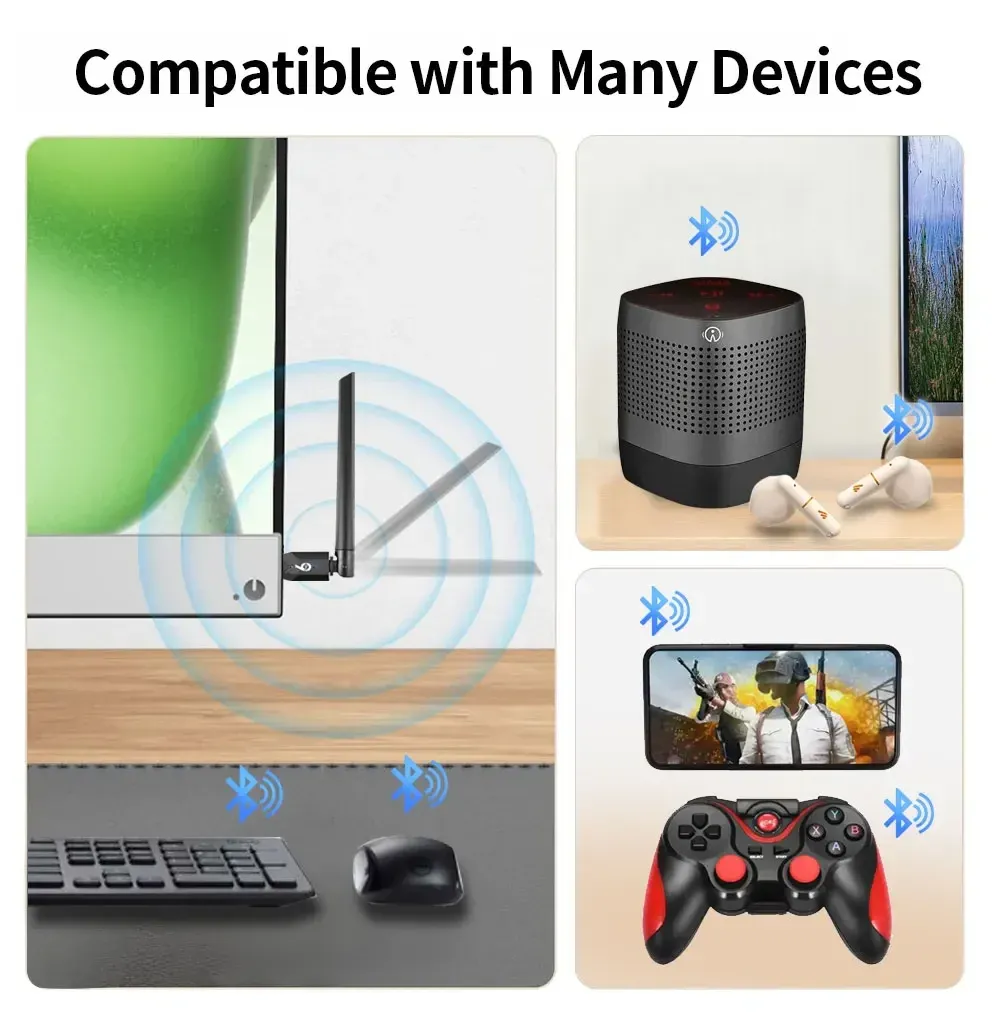 Adaptateur Bluetooth 6.0 USB, Récepteur et Transmetteur Audio, Portée 200 m, Pilote Gratuit pour Windows 11/10/8.1 4