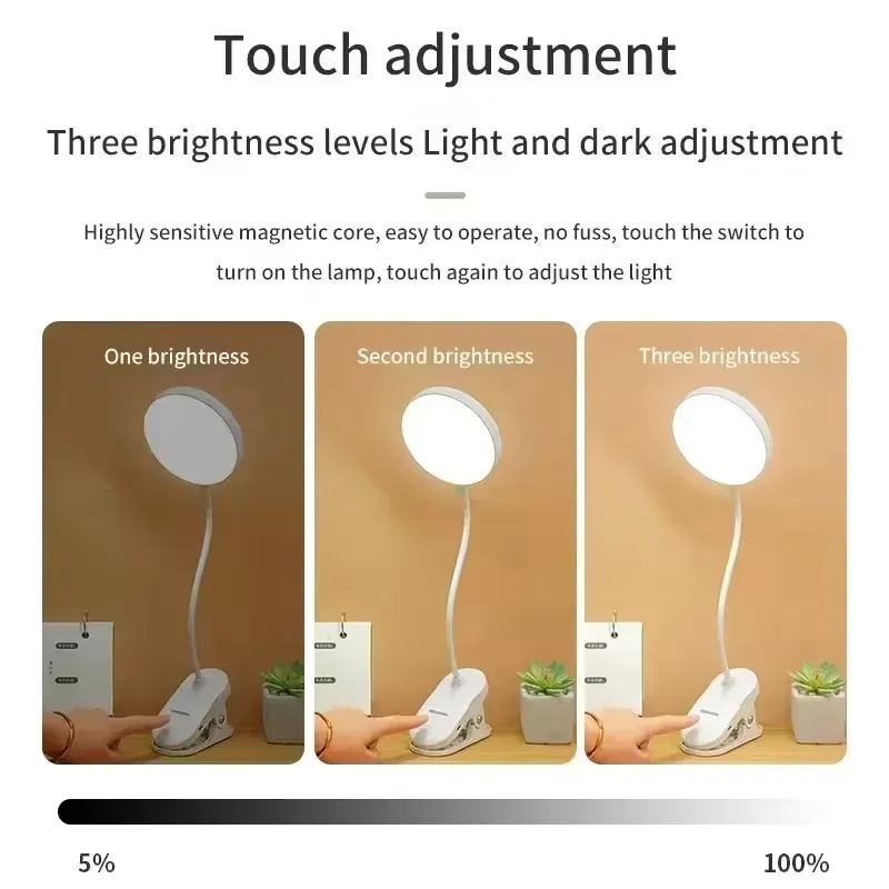 Lampe LED pliable fixée sur un bureau