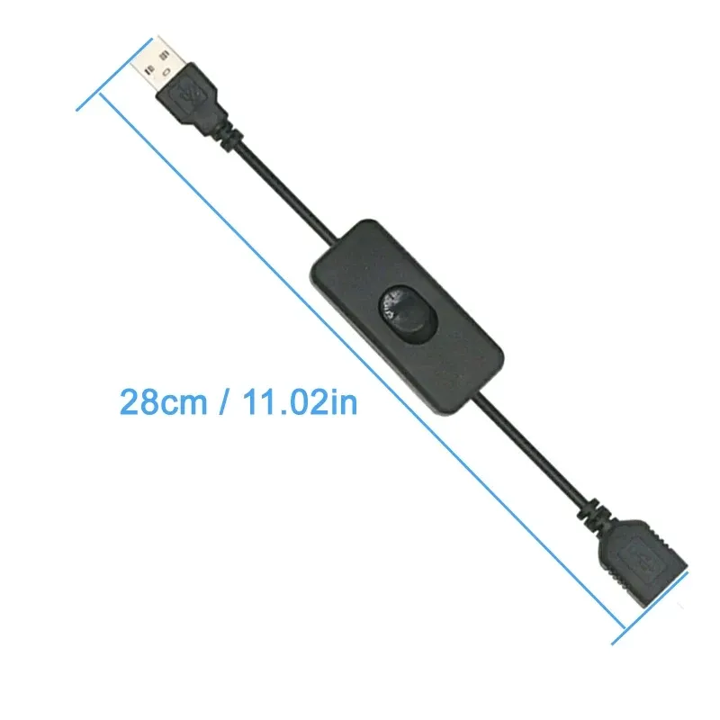 Câble USB avec interrupteur marche/arrêt, lot de 2, rallonge de câble à bascule pour lampe USB, câble d'alimentation pour ventilateur USB, adaptateur durable, câble USB LED 6