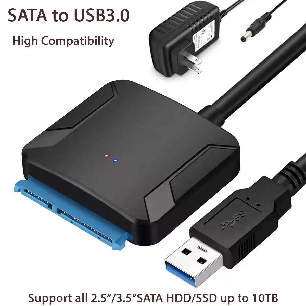 Câble adaptateur SATA III vers USB 3.0 pour disque dur et SSD 2,5" et 3,5", avec alimentation 12 V / 2 A