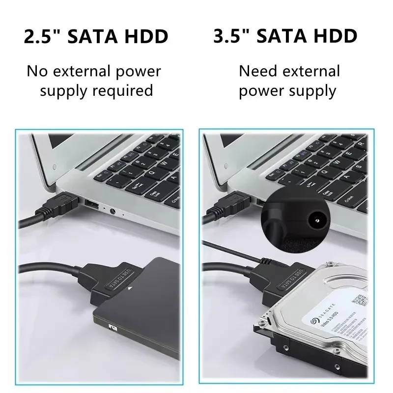 Câble adaptateur SATA III vers USB 3.0 pour disque dur et SSD 2,5" et 3,5", avec alimentation 12 V / 2 A 4