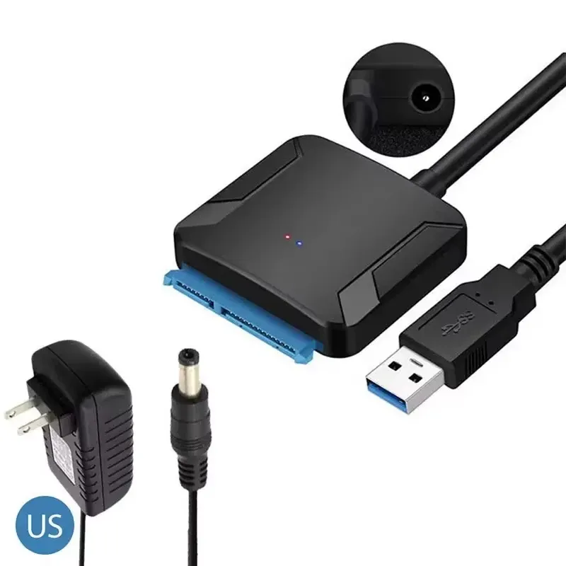 Câble adaptateur SATA III vers USB 3.0 pour disque dur et SSD 2,5" et 3,5", avec alimentation 12 V / 2 A 8