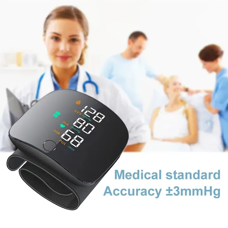 Tensiomètre de poignet numérique rechargeable, moniteur de pression artérielle et de fréquence cardiaque - Image 1