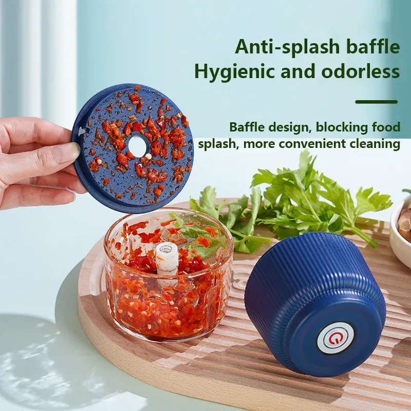 Hachoir à ail électrique mini 250 g rechargeable par USB, robuste et durable, idéal pour broyer l'ail et le gingembre