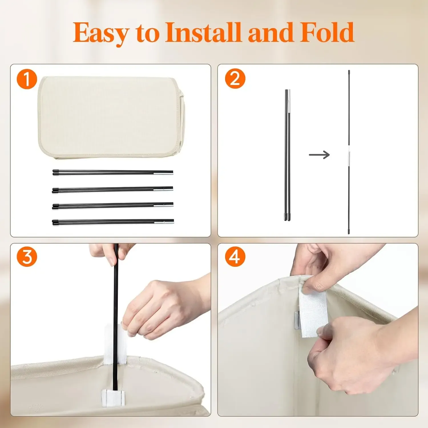 Panier à linge couvert 65 L grande capacité, design compact et portable pour salle de bain 5