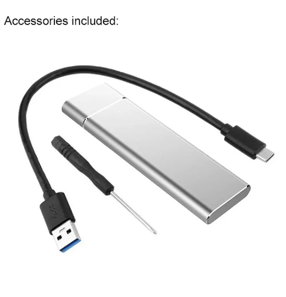 Boîtier de disque dur M.2 en alliage d'aluminium, boîtier de disque dur externe à clé B, interface USB-C, compatible protocoles SATA et NVMe 5
