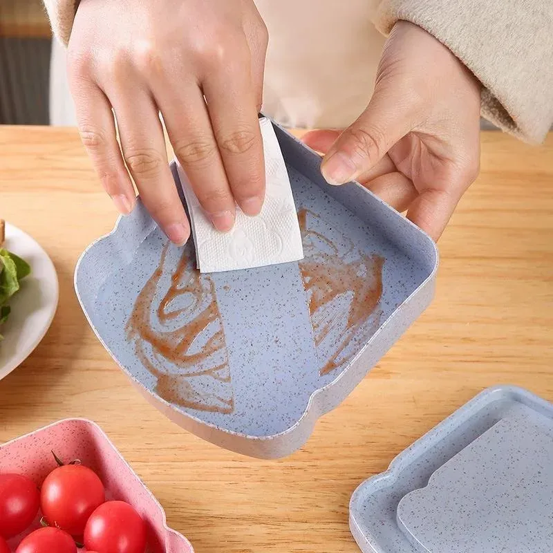 Récipient à sandwich en forme de toast avec couvercle, boîte à déjeuner réutilisable pour le camping, les pique-niques et les étudiants, lot de 4 5