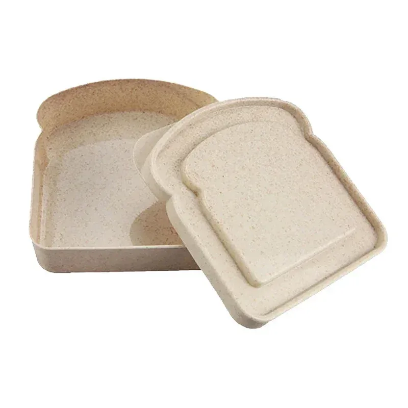 Récipient à sandwich en forme de toast avec couvercle, boîte à déjeuner réutilisable pour le camping, les pique-niques et les étudiants, lot de 4 11