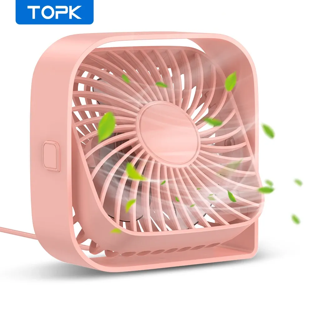 TOPK Mini ventilateur portable USB, ventilateur de bureau à poser, flux d'air puissant et fonctionnement silencieux, 3 vitesses, rotation à 360°, ventilateur sur pied pour chambre et maison 8