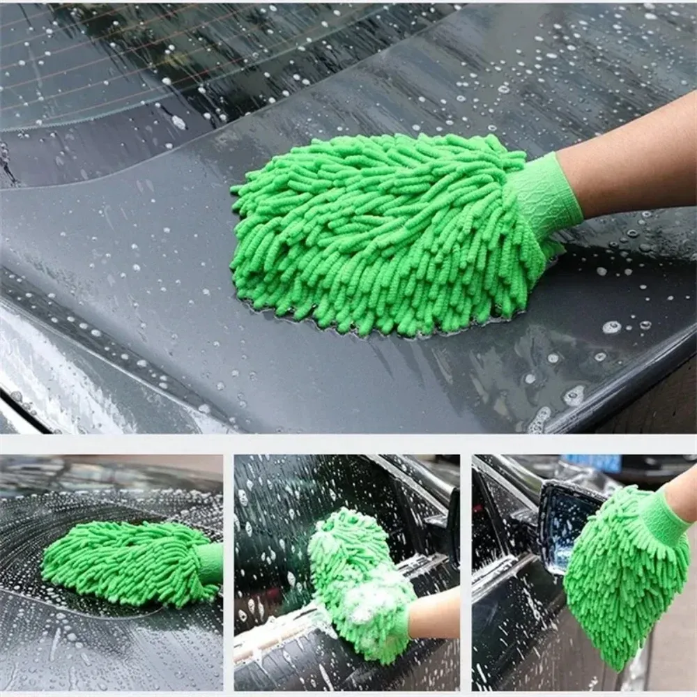 Détail de la microfibre chenille du gant de lavage