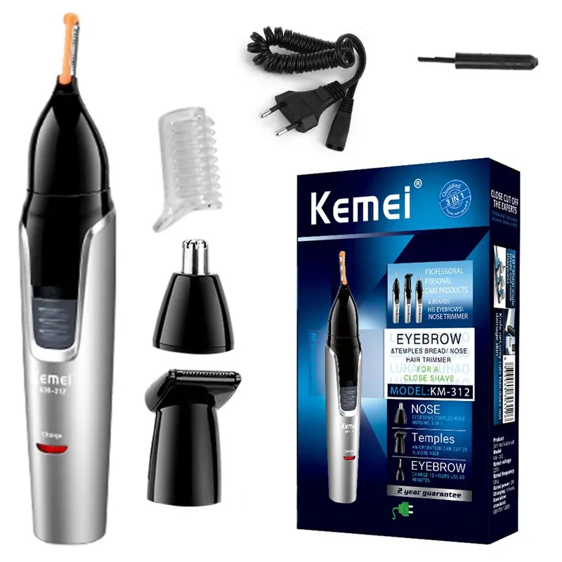 Kemei – Tondeuse électrique rechargeable 3 en 1 pour hommes, tondeuse à barbe, tondeuse à sourcils et épilateur visage - Image 1