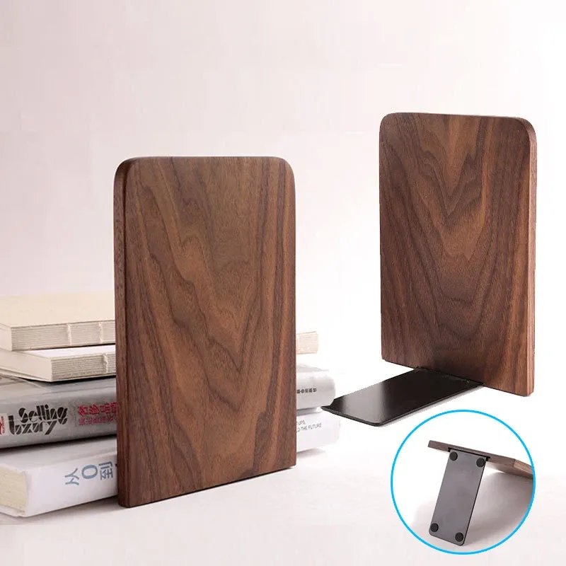 Serre-livres en bois naturel pour bureau et maison