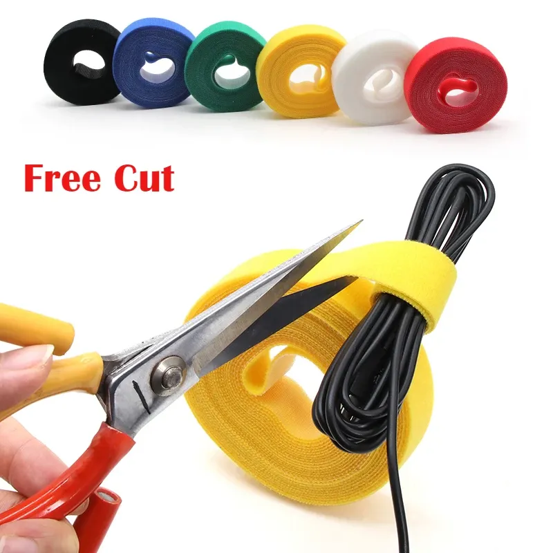 Rouleau d'attaches de câble réutilisables, 5 m, boucles de fixation auto-adhésives, clips de support de câble, organisateur de sangles en nylon pour bricolage 4