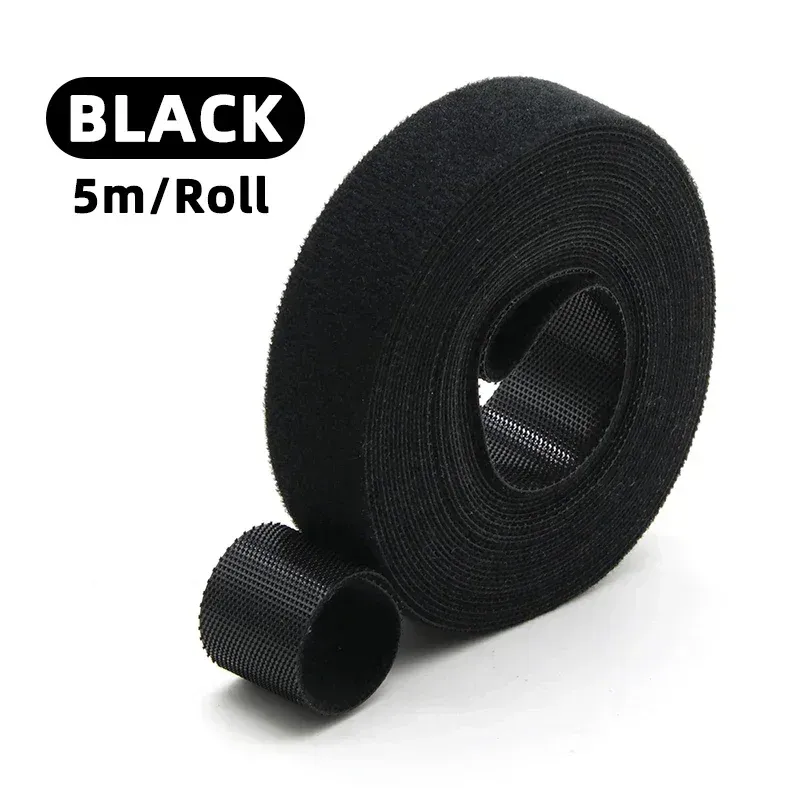 Rouleau d'attaches de câble réutilisables, 5 m, boucles de fixation auto-adhésives, clips de support de câble, organisateur de sangles en nylon pour bricolage 20