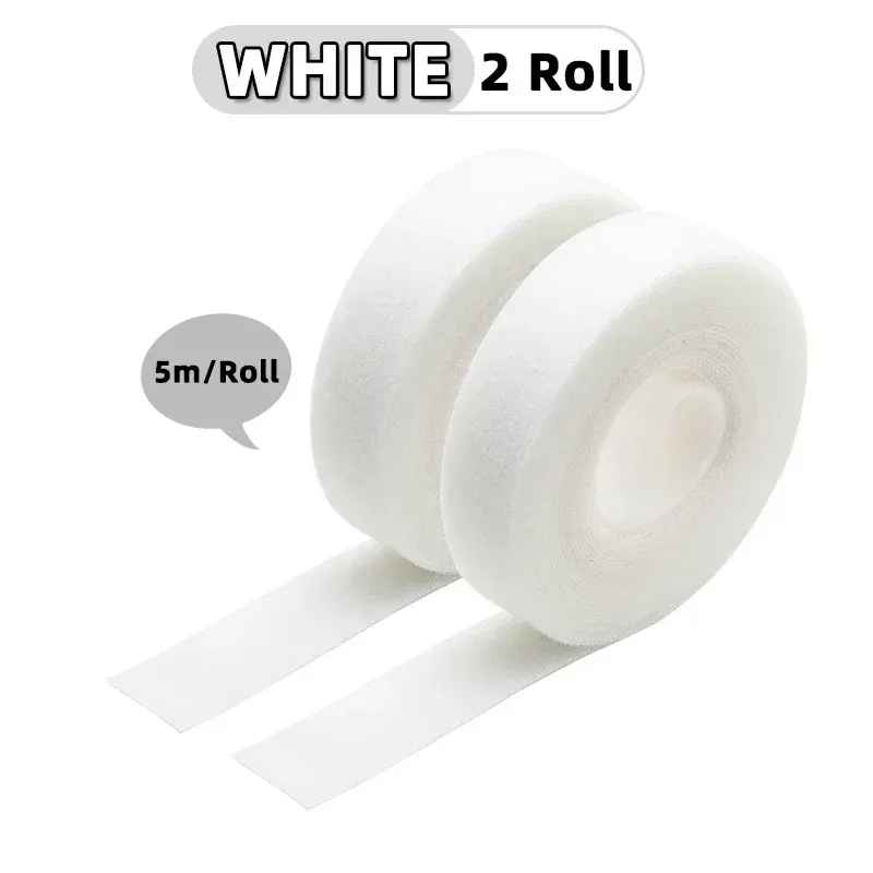 Rouleau d'attaches de câble réutilisables, 5 m, boucles de fixation auto-adhésives, clips de support de câble, organisateur de sangles en nylon pour bricolage 16