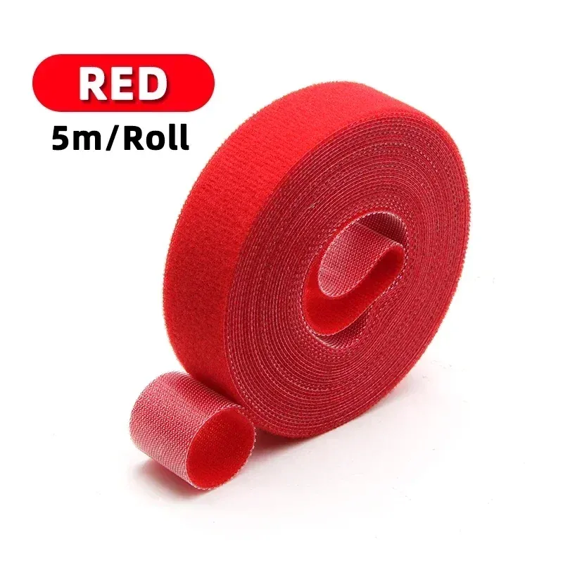 Rouleau d'attaches de câble réutilisables, 5 m, boucles de fixation auto-adhésives, clips de support de câble, organisateur de sangles en nylon pour bricolage 19