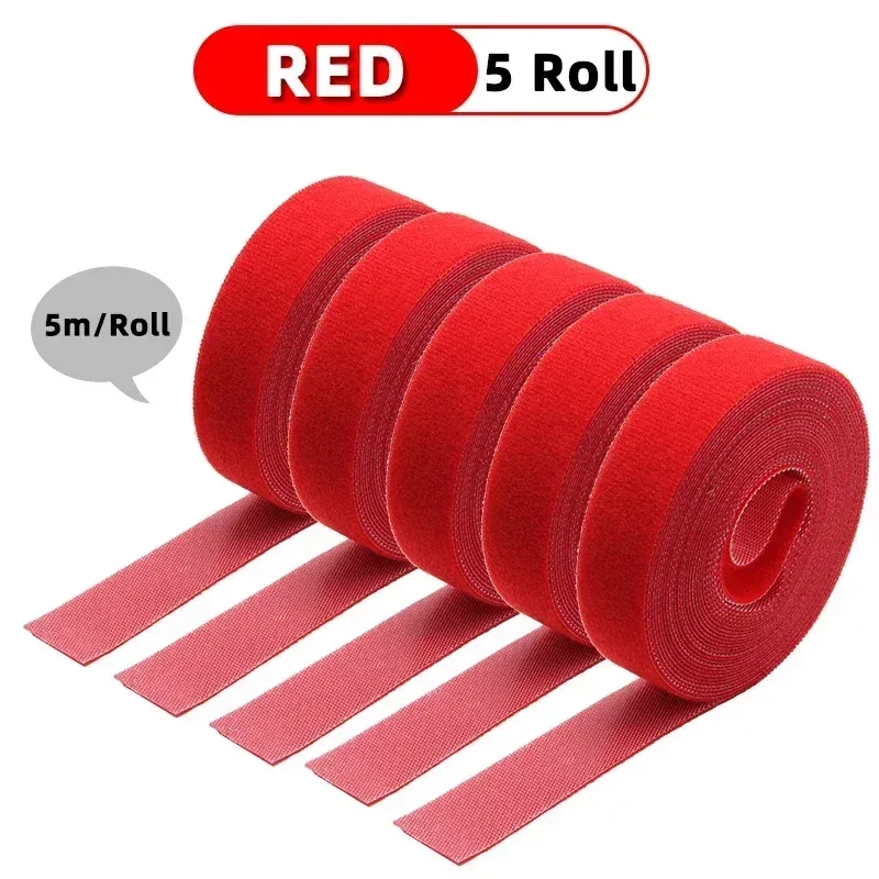 Rouleau d'attaches de câble réutilisables, 5 m, boucles de fixation auto-adhésives, clips de support de câble, organisateur de sangles en nylon pour bricolage 12