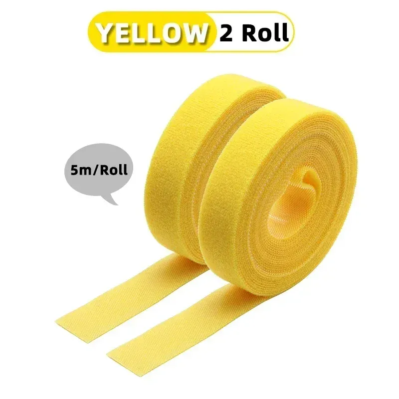 Rouleau d'attaches de câble réutilisables, 5 m, boucles de fixation auto-adhésives, clips de support de câble, organisateur de sangles en nylon pour bricolage 15