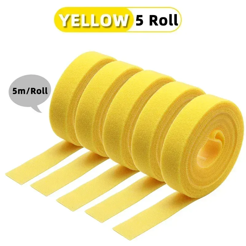 Rouleau d'attaches de câble réutilisables, 5 m, boucles de fixation auto-adhésives, clips de support de câble, organisateur de sangles en nylon pour bricolage 8