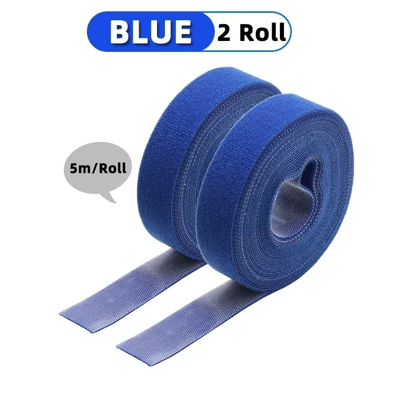 Rouleau d'attaches de câble réutilisables, 5 m, boucles de fixation auto-adhésives, clips de support de câble, organisateur de sangles en nylon pour bricolage 23