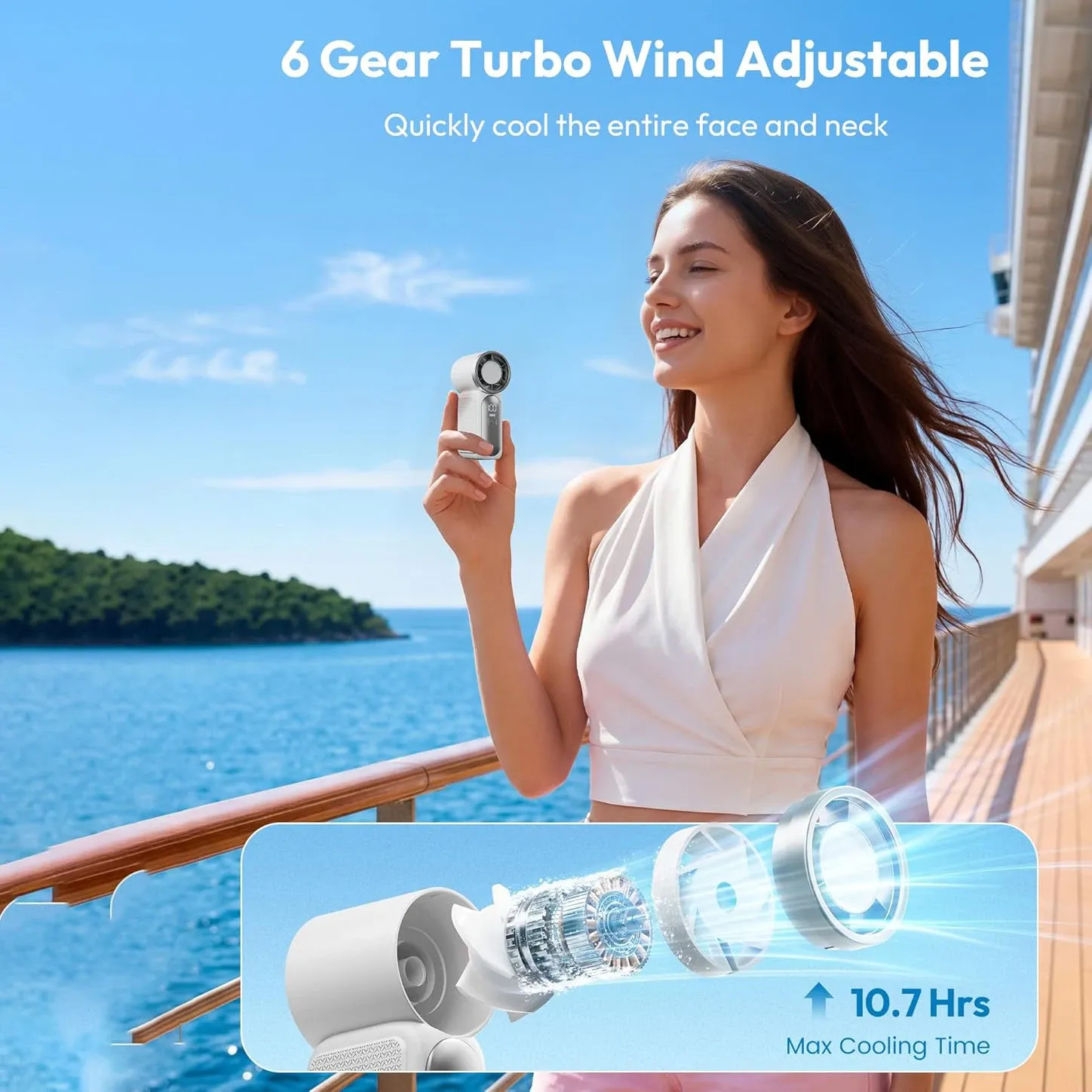 Mini ventilateur portable rechargeable avec écran LED 2