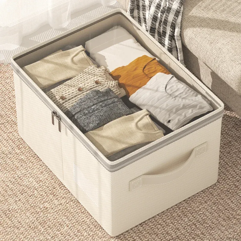Boîte de rangement pliable à grande capacité pour vêtements, doudounes et couettes, avec couvercle 5