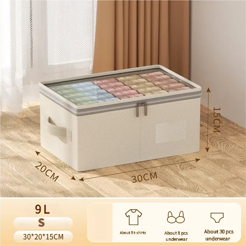 Boîte de rangement pliable à grande capacité pour vêtements, doudounes et couettes, avec couvercle 8