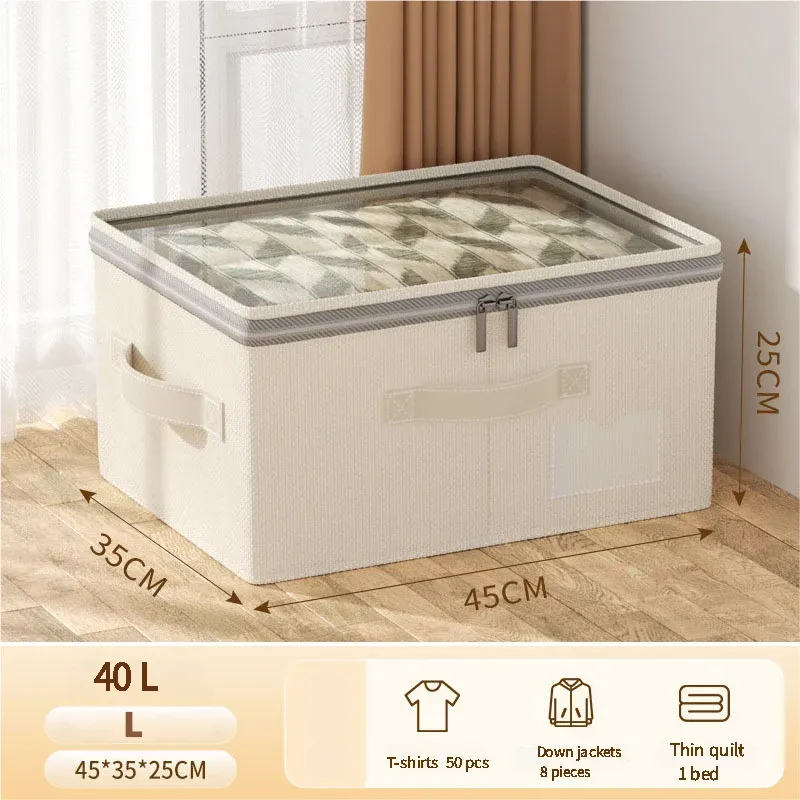 Boîte de rangement pliable à grande capacité pour vêtements, doudounes et couettes, avec couvercle 7