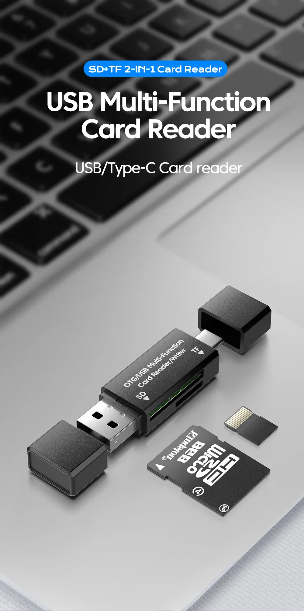 Vue d'ensemble du lecteur de carte USB-C 2-en-1