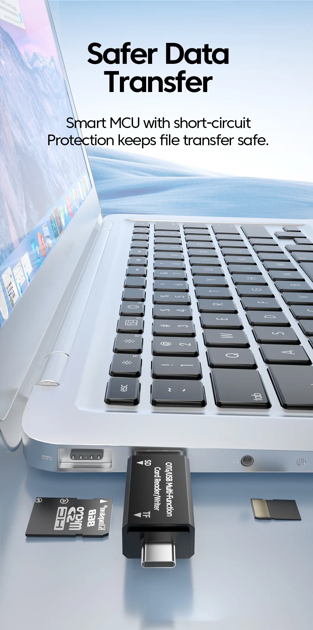 Détail du design du lecteur de carte USB-C