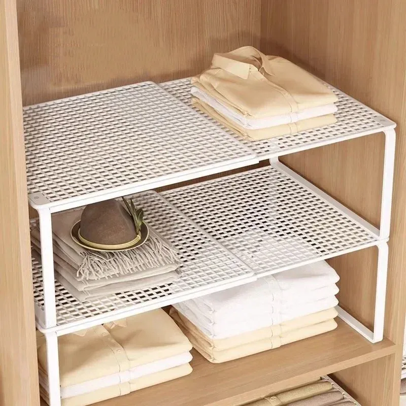 Étagère de rangement extensible pour placard, organisateur de penderie télescopique sans perçage, séparateur réglable pour vêtements et chaussures 2