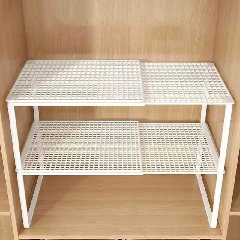 Étagère de rangement extensible pour placard, organisateur de penderie télescopique sans perçage, séparateur réglable pour vêtements et chaussures 5