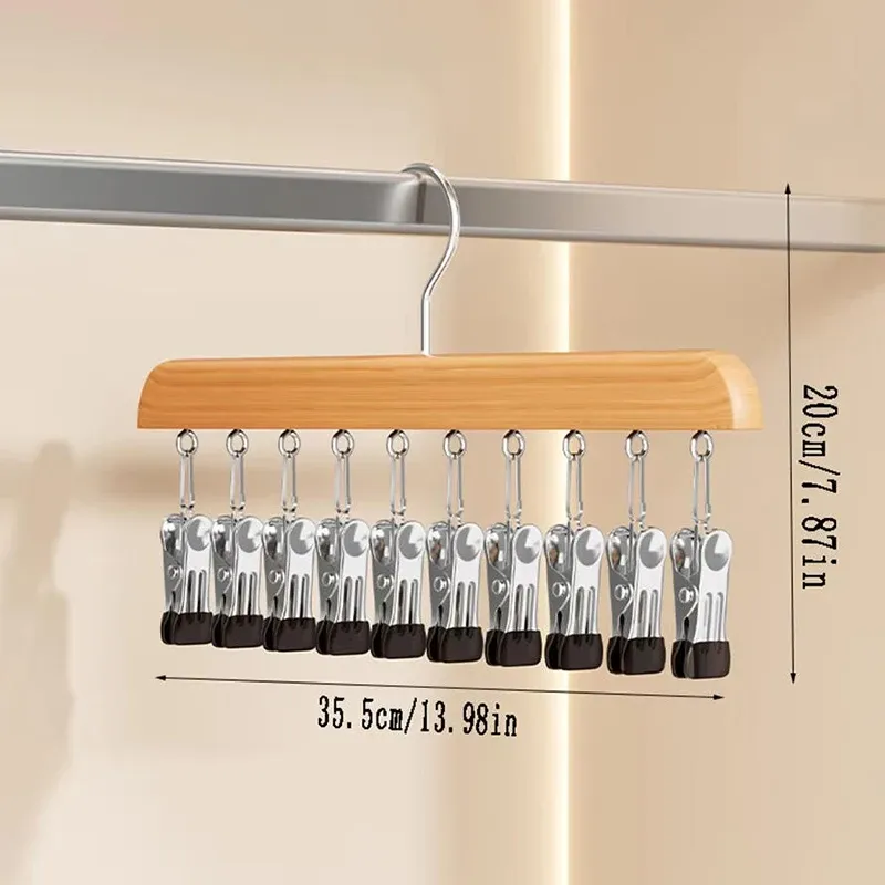 Organisateur de leggings en bois à 10 clips pour placard, gain de place pour leggings, pantalons et écharpes 6