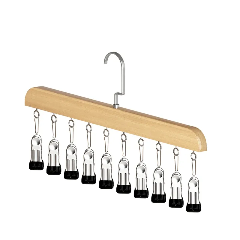Organisateur de leggings en bois à 10 clips pour placard, gain de place pour leggings, pantalons et écharpes 11
