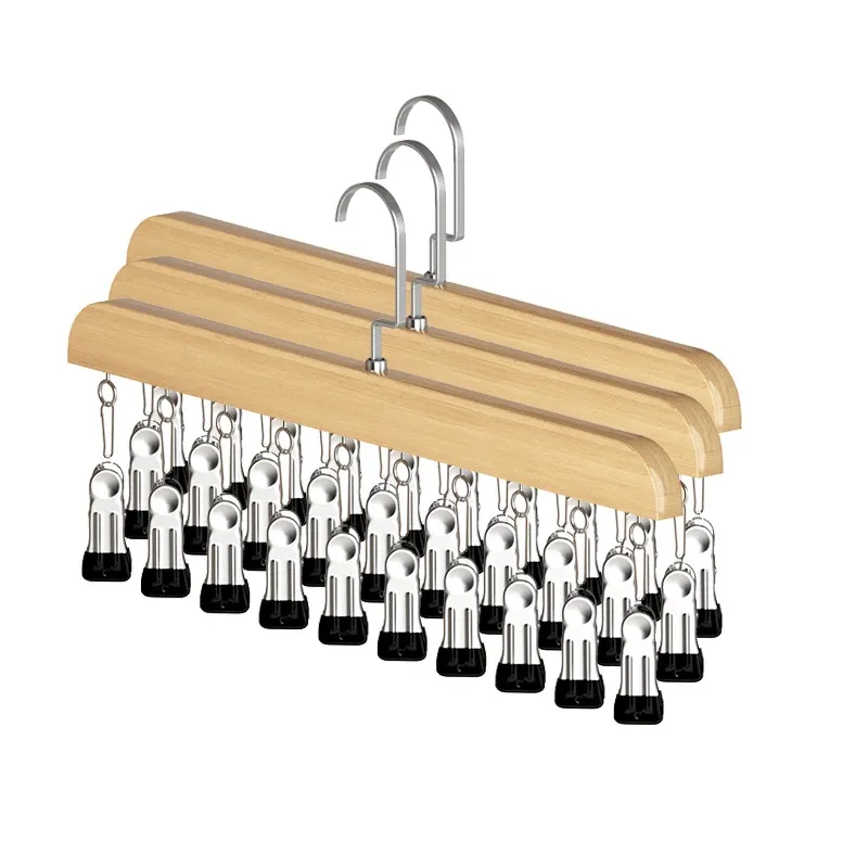 Organisateur de leggings en bois à 10 clips pour placard, gain de place pour leggings, pantalons et écharpes 9