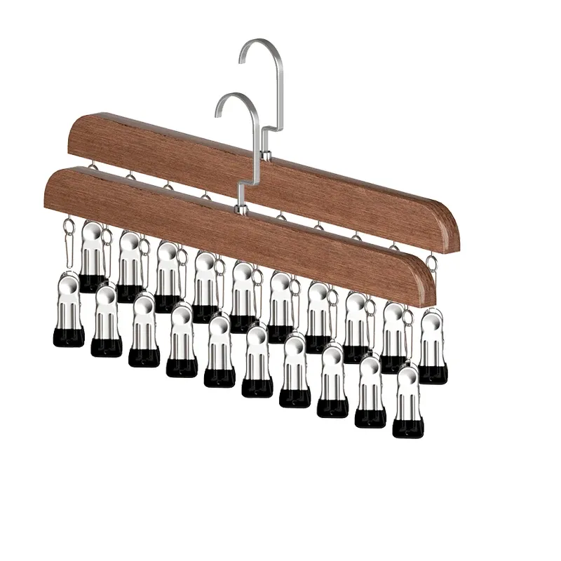 Organisateur de leggings en bois à 10 clips pour placard, gain de place pour leggings, pantalons et écharpes 7