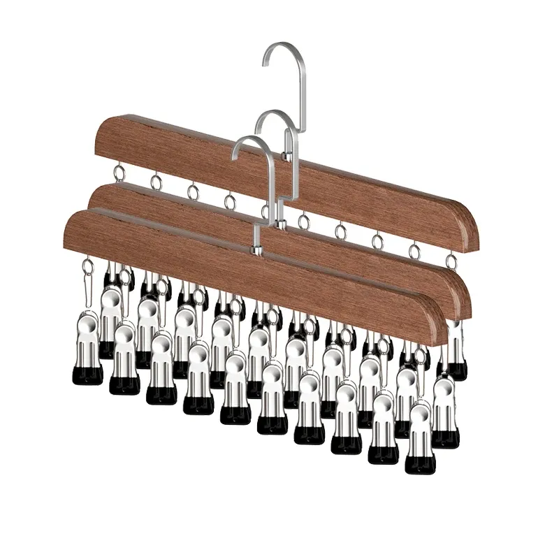 Organisateur de leggings en bois à 10 clips pour placard, gain de place pour leggings, pantalons et écharpes 12