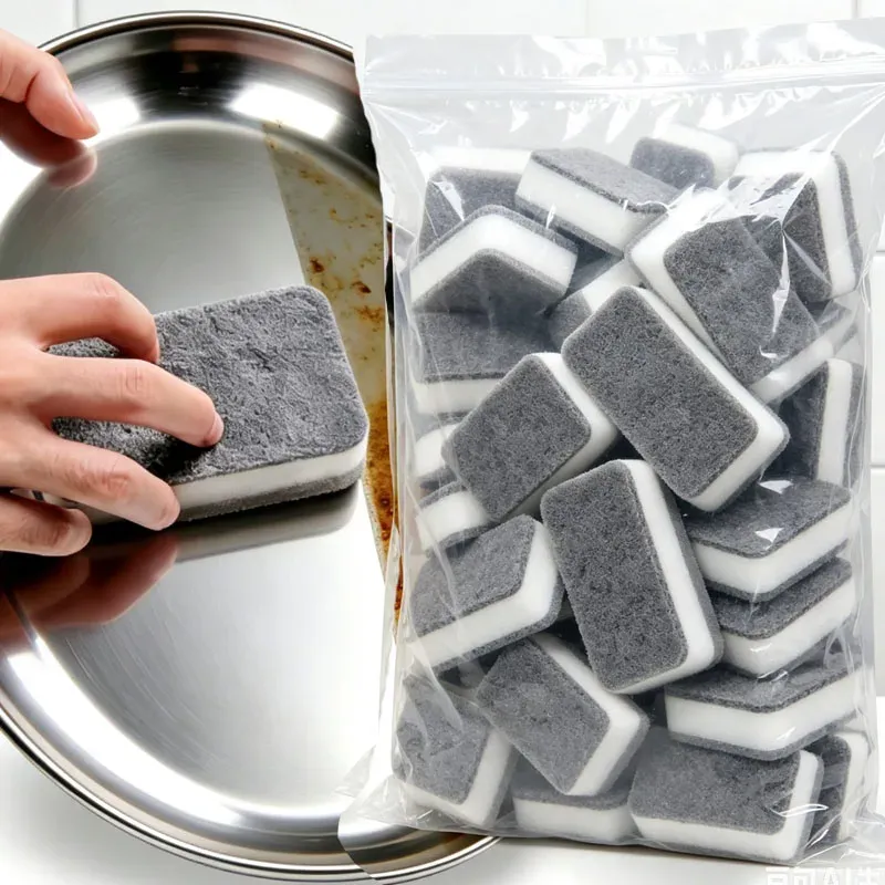 Éponges magiques réutilisables à trois couches pour casseroles, poêles et vaisselle, tampons à récurer, éponges de cuisine, outils de nettoyage - Image 1
