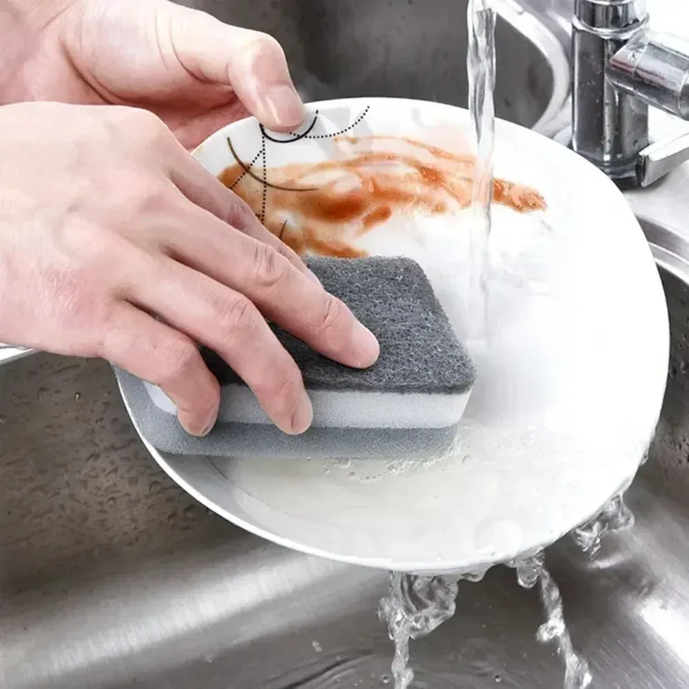 Éponges magiques réutilisables à trois couches pour casseroles, poêles et vaisselle, tampons à récurer, éponges de cuisine, outils de nettoyage 2