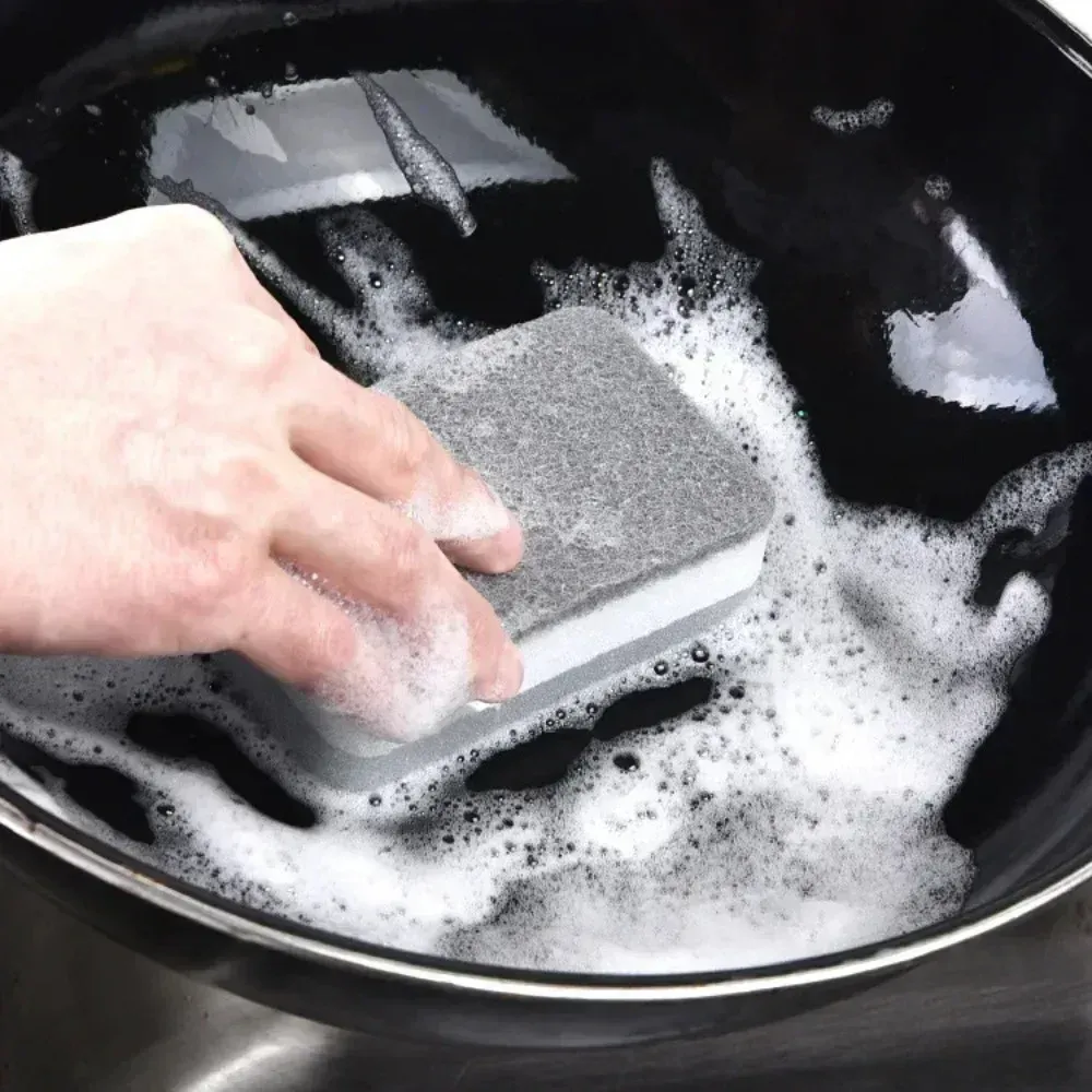 Éponges magiques réutilisables à trois couches pour casseroles, poêles et vaisselle, tampons à récurer, éponges de cuisine, outils de nettoyage 3