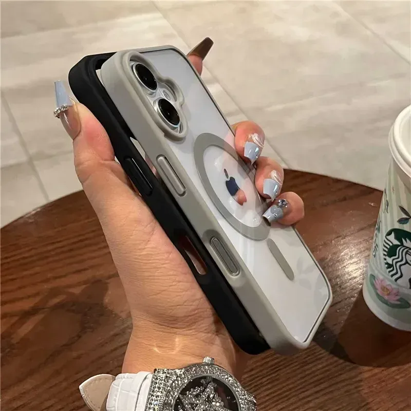 Coque transparente de luxe compatible MagSafe pour iPhone 11 à 17, avec charge sans fil magnétique et protection contre les chocs 3
